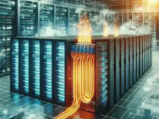 "Infographic illustrating the benefits of heat reuse systems in data centers, showcasing how recycling waste heat can significantly reduce carbon footprint and improve energy efficiency."
