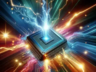 "Illustration of NVIDIA's cutting-edge AI chip architecture, highlighting innovative technology that accelerates communication speed in artificial intelligence applications."