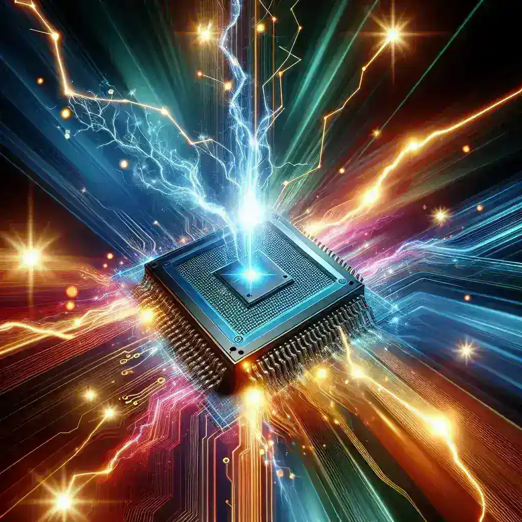 "Illustration of NVIDIA's cutting-edge AI chip architecture, highlighting innovative technology that accelerates communication speed in artificial intelligence applications."