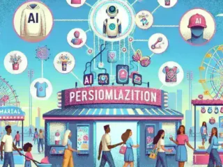 "Disney Imagineer showcasing AI technology for personalized merchandise at U.S. parks, highlighting innovative shopping experience with custom character designs and interactive displays."